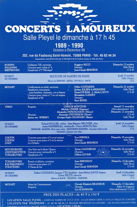 Salle Pleyel, 1989
